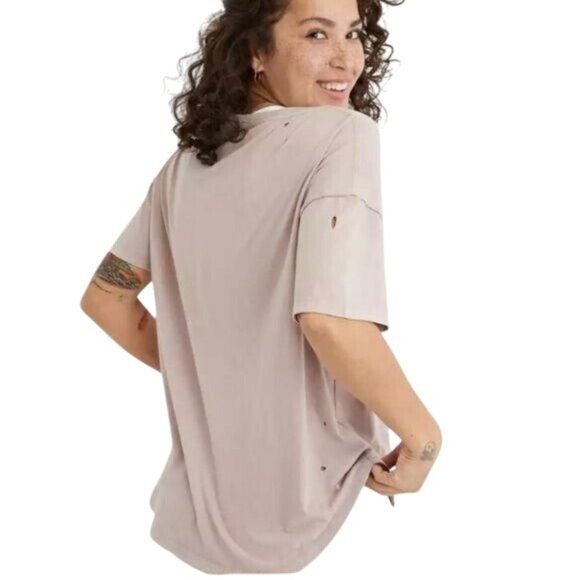 Aerie XS T-Shirt "Love Who You Want To" Pink Distressed Rainbow Graphic NWOT - Picture 2 of 10